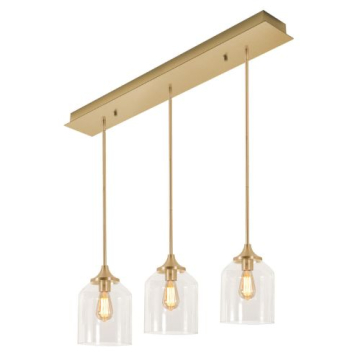 AFX William 3-Light Linear Pendant - 120V - Satin Brass