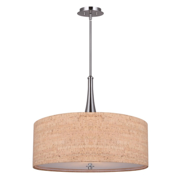 Canarm Eden 3-Light Chandelier - 120V - Cork and Brushed Nickel