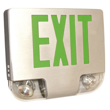 Westgate XT LED Adjustable Head Exit Emergency Combo - Green Letters - Aluminum Trim - Battery Backup - 120-277V