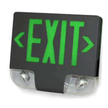 Westgate XT LED Adjustable Head Exit Emergency Combo - Green Letters - Black Trim - Battery Backup - 120-277V