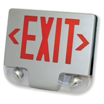 Westgate XT LED Adjustable Head Exit Emergency Combo - Red Letters - Aluminum Trim - Battery Backup - 120-277V