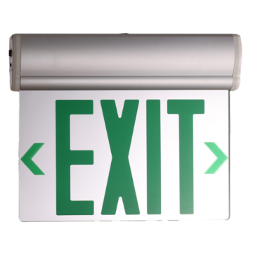 Westgate XT LED Aluminium Edgelit Exit Sign - Single Face - Red Letters - Clear Panel - Battery Backup - 120-277V