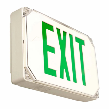 Westgate XT LED Wet Location Exit Sign - Green Letters - Gray Trim - Battery Backup - 3.8W - 120-277V