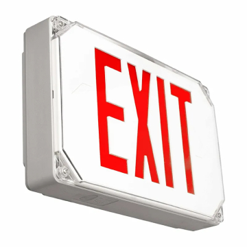 Westgate XT LED Wet Location Exit Sign - Red Letters - Gray Trim - Battery Backup - 3.2W - 120-277V