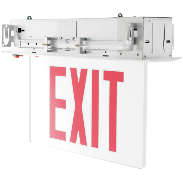 Westgate XTR LED Recessed Edgelit Exit Sign - Single Face - Red Letters - Aluminum Trim - Battery Backup - 120-277V