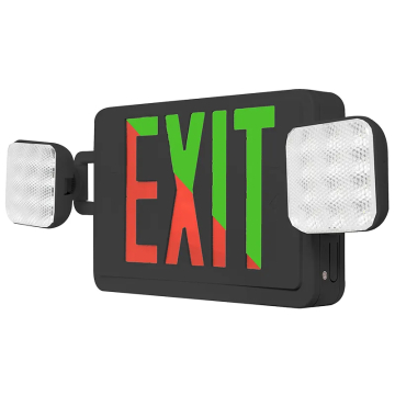 Westgate XTU LED Slim Exit Emergency Combo - Red/Green Letters - Black Trim - Battery Backup - 120-277V