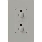 Lutron Claro 15A Tamper Resistant Receptacle - Dual Dimming - Gray