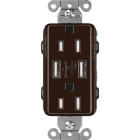 Lutron Claro 15A Tamper Resistant Receptacle - Dual USB Type A - Brown