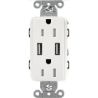 Lutron Claro 15A Tamper Resistant Receptacle - Dual USB Type A - White