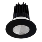 Lotus 2" LED Recessed Downlight - 8W - 3000K - Diamond Reflector - Black Shower Trim - 120V