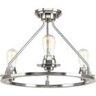 Progress Lighting Debut 3-Light Semi-Flush Ceiling Light - Convertible - 120V - Brushed Nickel