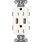 Lutron Claro 15A Tamper Resistant Receptacle - Dual USB - Brilliant White