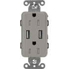 Lutron Claro 15A Tamper Resistant Receptacle - Dual USB - Cobblestone