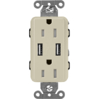 Lutron Claro 15A Tamper Resistant Receptacle - Dual USB - Clay