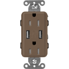Lutron Claro 15A Tamper Resistant Receptacle - Dual USB - Espresso