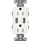 Lutron Claro 15A Tamper Resistant Receptacle - Dual USB - Glacier White