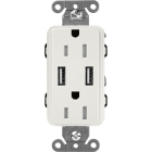 Lutron Claro 15A Tamper Resistant Receptacle - Dual USB - Lunar Gray