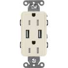 Lutron Claro 15A Tamper Resistant Receptacle - Dual USB - Pumice