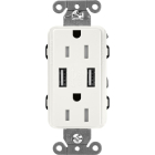 Lutron Claro 15A Tamper Resistant Receptacle - Dual USB - Architectural White