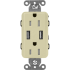 Lutron Claro 15A Tamper Resistant Receptacle - Dual USB - Sage