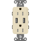 Lutron Claro 15A Tamper Resistant Receptacle - Dual USB - Sand