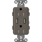 Lutron Claro 15A Tamper Resistant Receptacle - Dual USB - Truffle