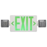 SATCO|NUVO Combination Green LED Exit Sign/Emergency Light - Single/Dual Face - 120/277V - Remote Compatible - White