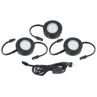 American Lighting 4W 3" MVP LED Puck Light Kit - 3 PACK - 2700K - 200 Lumens - 120V - Black