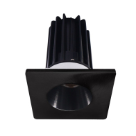 Lotus 2" LED Recessed Downlight - High Output - 15W - 4000K - 1,020 Lumens - Black Reflector - Square Black Trim - 120V