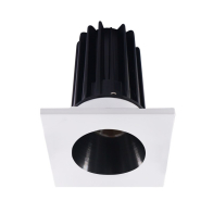 Lotus 2" LED Recessed Downlight - High Output - 15W - 4000K - 1,020 Lumens - Black Reflector - Square White Trim - 120V