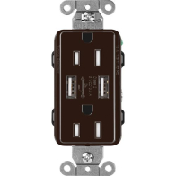Lutron Claro 15A Tamper Resistant Receptacle - Dual USB Type A - Brown