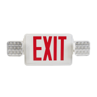 Keystone LED Exit Emergency Combo - Remote Capable - Single or Double Face - Red or Green Letters - 120-277V - Battery Backup - White