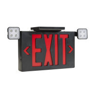 Keystone LED Exit Emergency Combo - Remote Capable - Single or Double Face - Red or Green Letters - 120-277V - Battery Backup - Black