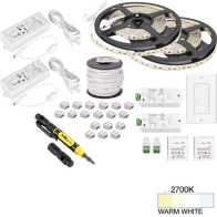 Task Lighting 32' Vivid LED Tape Light Kit - 2 Zone - 2 Area - 2700K - 2.8W / FT - 225 Lumens / FT - 12V