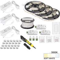 Task Lighting 49' Vivid LED Tape Light Kit - Wireless Controller - 3 Zone - 3 Area - 3000K - 2.8W / FT - 225 Lumens / FT - 12V