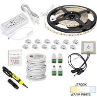 Task Lighting 16' Vivid Tape Light Kit - Touch Dimmer Switch - 1 Zone - 1 Area - 2700K - 2.8W / FT - 225 Lumens / FT - 12V