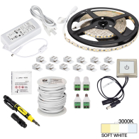 Task Lighting 16' Vivid Tape Light Kit - Touch Dimmer Switch - 1 Zone - 1 Area - 3000K - 2.8W / FT - 225 Lumens / FT - 12V