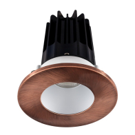 Lotus 2" LED Recessed Downlight - High Output - 15W - 3000K - 1,000 Lumens - Silver Reflector - Round Copper Trim - 120V