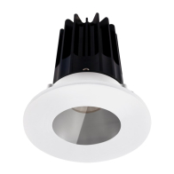 Lotus 2" LED Recessed Downlight - High Output - 15W - 3000K - Black Reflector - White Shower Trim - 120V