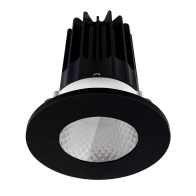Lotus 2" LED Recessed Downlight - 8W - 4000K - Diamond Reflector - Black Shower Trim - 120V