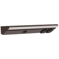 Task Lighting 12.5" Lighted Power Strip w/ Switch - 2 Black Single Receptacles - 3000K - 400 Lumens - 120V - Bronze