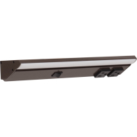 Task Lighting 12.5" Lighted Power Strip w/ Switch - 2 Black Single Receptacles - 4000K - 400 Lumens - 120V - Bronze