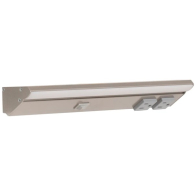 Task Lighting 12.5" Lighted Power Strip w/ Switch - 2 Gray Single Receptacles - 3000K - 400 Lumens - 120V - Satin Nickel