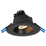 Lotus 3" Round Regressed Gimbal LED Downlight - 7.5W - 38° Beam Angle - CCT Selectable - 650 Lumens - 120V - Black