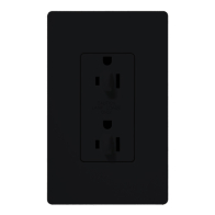 Lutron Claro 15A Tamper Resistant Receptacle - Dual Dimming - Midnight
