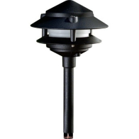 Dabmar 4W LED 10" 2-Tier Pagoda LED Pathway Light - 3000K - 12V - Black