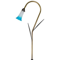 Dabmar 2.5W 28" LED Pathway Light - Blue Shade w/ Leaf Post - 3000K - 12V - Antique Brass