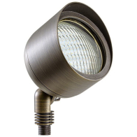 Dabmar 9W LED Directional Flood Light w/ Hood - PAR36 Lamp - 3000K - 12V - Weathered Brass