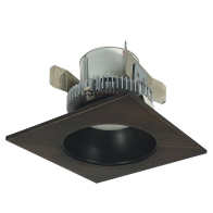 Nora Lighting 4" 12W Cobalt Square LED Retrofit Downlight - Dimmable - 3500K - 750 Lumens - 120V - Round Aperture - Bronze