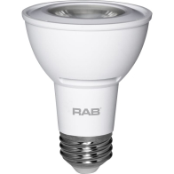 RAB 7W LED PAR20 - Dimmable - 25º Beam Angle - 3000K - 550 Lumens - 120V